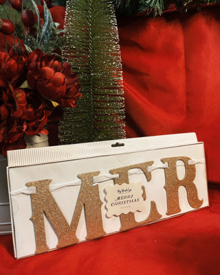 Merry Christmas Glitter Chipboard Banner