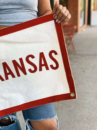 Arkansas Stitched Felt Banner: Red / Cream