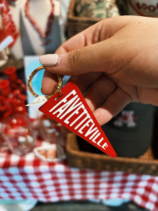 Red Fayetteville Pennant Flag Acrylic Keychain