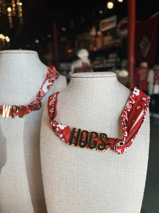 Hogs Knotted Red Bandana Scarf Necklace