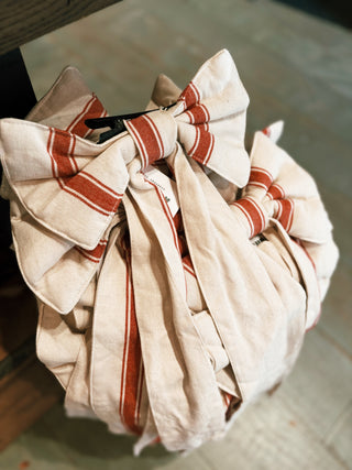 Striped Woven Cotton Clip-on Bow