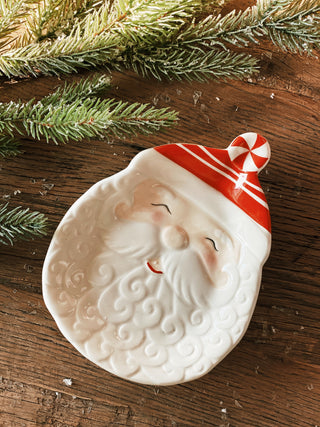 Hand-Painted Ceramic Santa Shaped Plate