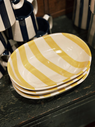 Yellow Ceramic Stripe Bowl