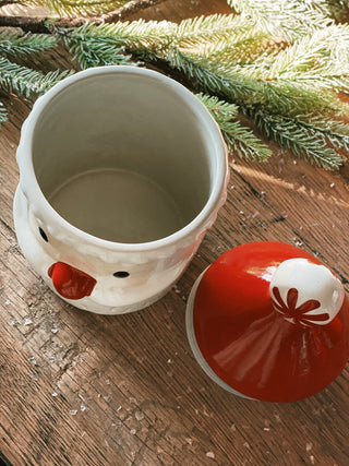 Stoneware Snowman Shaped Cookie Jar