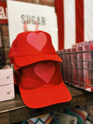 Classic Heart Trucker: Red w/ Pink Heart
