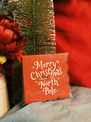 Merry Christmas from the North Pole Cocktail Napkin