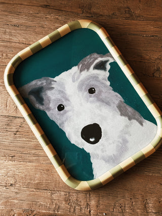 Striped Frame Dog Print- Green