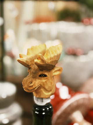 Hand-carved Wood Animal Bottle Stopper