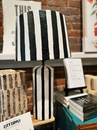 Black and White Striped Lamp