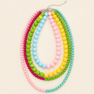 Multi Resin Beaded Layered Necklace