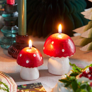 Red Toadstool Mushroom Candle, Christmas Décor - Small