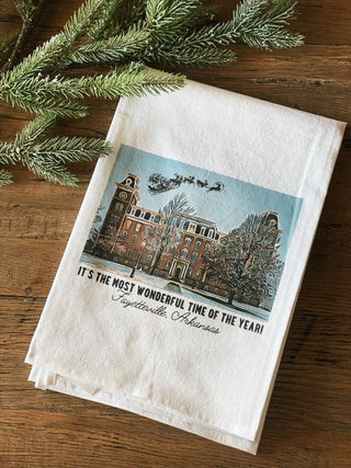 Snowy Old Main Tea Towel