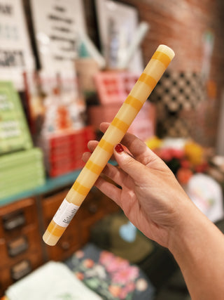 Yellow Stripe Straight Dinner Candles