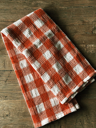 Red Gingham Cotton Weave Tea Towel