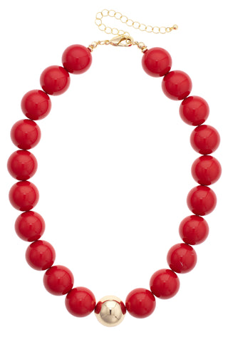 Game Day Beaded Necklace: Red