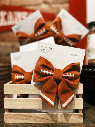 Football Embroidered Lady Dog Bow