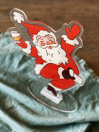 Santa Drinking Bourbon Acrylic Standee