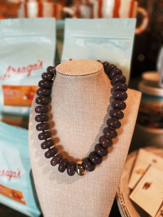 San Sebastian Beaded Resin Necklace: Purple