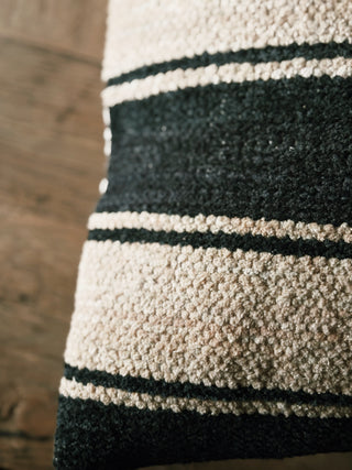 Black and White Striped Chenille Pillow