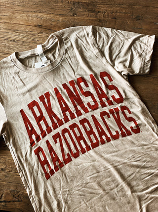 Arkansas Razorbacks Logo T-Shirt- Tan