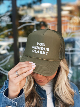 "You Serious Clark?" Olive Green Vintage Trucker hat