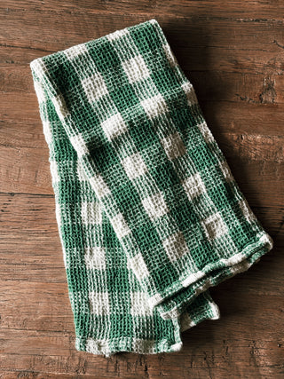 Dark Green Gingham Cotton Weave Tea Towel