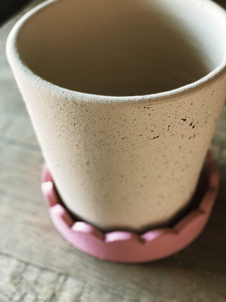 Pink Clay Scalloped Tray & Planter