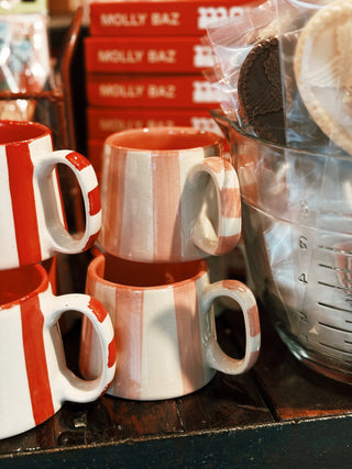 Ceramic Pink Stripe Coffee cup