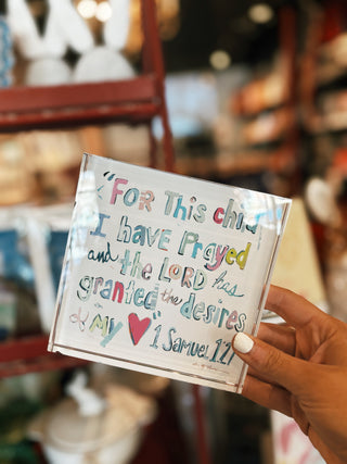 1 Samuel 1:27 verse acrylic shelfie