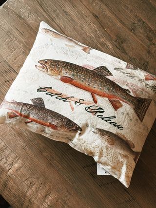 Catch & Release Fishing Throw Pillow