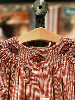 Big Girl Arkansas Razorback Embroidered Dress