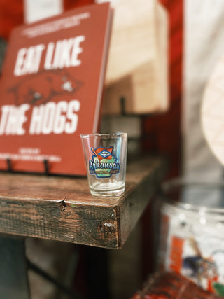 Arkansas Map & Flag Shot glass