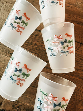 Watercolor Multi-Bows Frosted Cups -Pack of 6