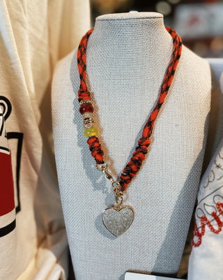 Johnny Red Rope Necklace w/ Heart Charm