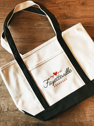 My Heart is in Fayetteville AR Canvas Tote