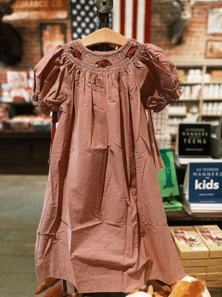 Big Girl Arkansas Razorback Embroidered Dress