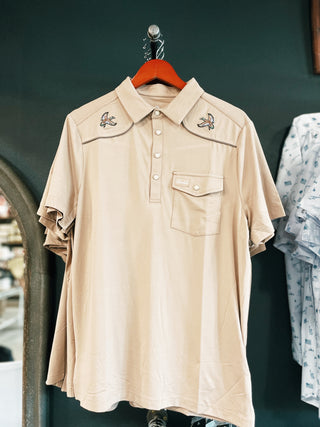 Burlebo- Pearl Snap Polo- Mallards