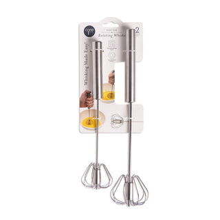 2pc Stainless Steel Rotating Whisk Set