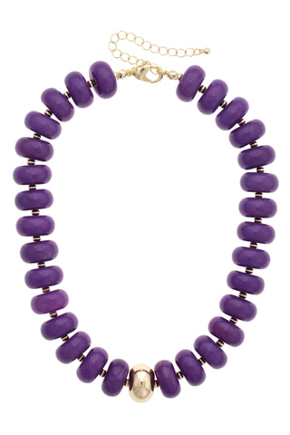 San Sebastian Beaded Resin Necklace: Purple