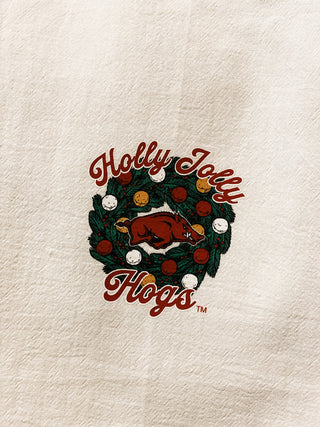 Holly Jolly Hogs Tea Towel