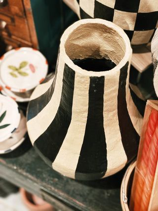 Black and White Striped Vase