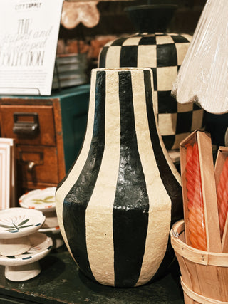 Black and White Striped Vase