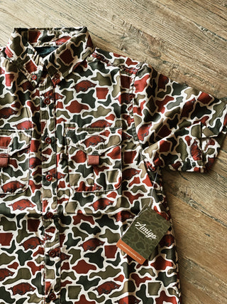 Youth Amigo Provisions: Razorback Camo Short Sleeve Button-Up Shirt