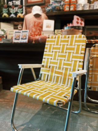 Yellow and White Stripe Classic Chair