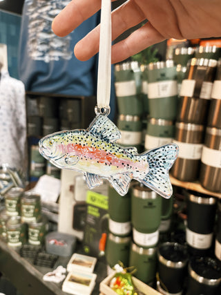 "Chasing Rainbows trout" ornament
