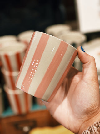 Pink Hand Painted Stoneware Cup