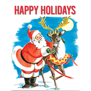 Santa & One Reindeer - Christmas Card