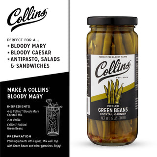 Collins - Gourmet Pickled Green Beans Cocktail Garnish 12 oz