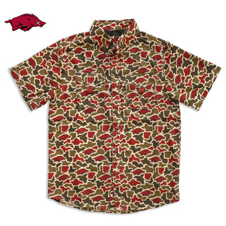 Youth Amigo Provisions: Razorback Camo Short Sleeve Button-Up Shirt