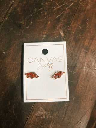 Arkansas Razorbacks Enamel Logo Stud Earrings